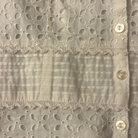 Nygard Women’s Blouse White Eyelet Mandarin Collar Size 12 - Picture 8 of 11